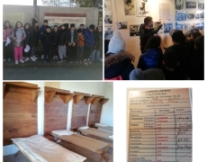 Collage con foto di gruppo e attività