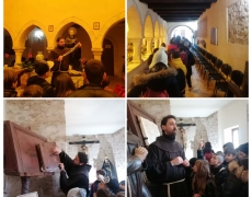 Collage con foto di gruppo e attività